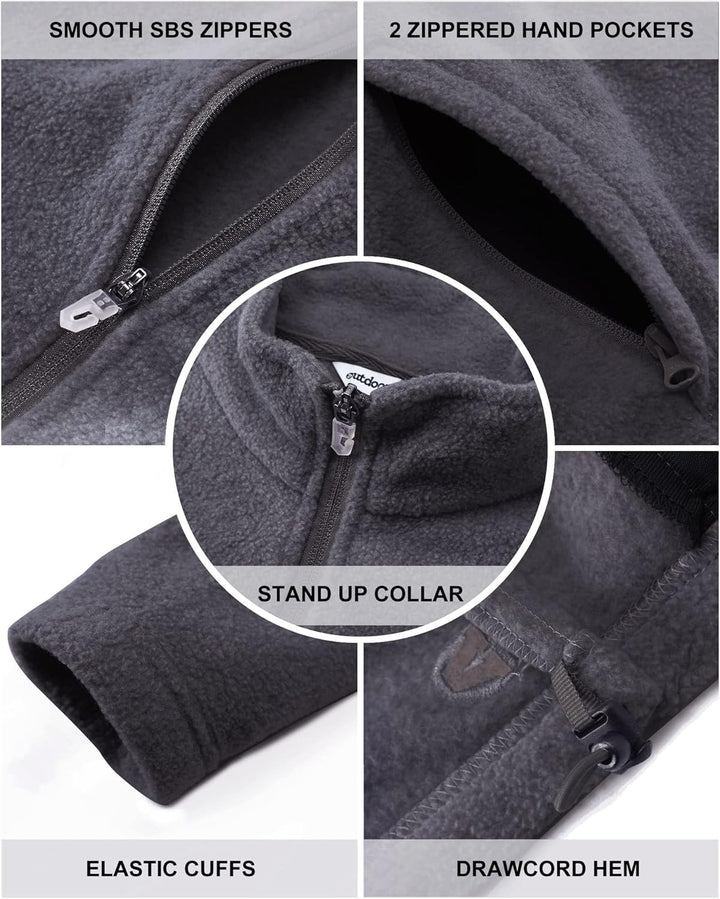 Outdoor Ventures Damen Fleecejacke mit Durchgehendem Reissverschluss Stehkragen Frauen Leichte Fleec