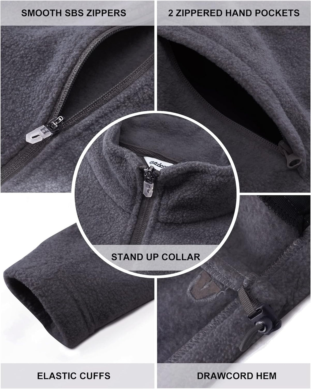 Outdoor Ventures Damen Fleecejacke mit Durchgehendem Reissverschluss Stehkragen Frauen Leichte Fleec