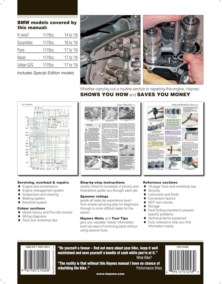 BMW R nineT (14 - 18) Haynes Repair Manual: 2014 to 2018 (Haynes Service and Repair Manual)