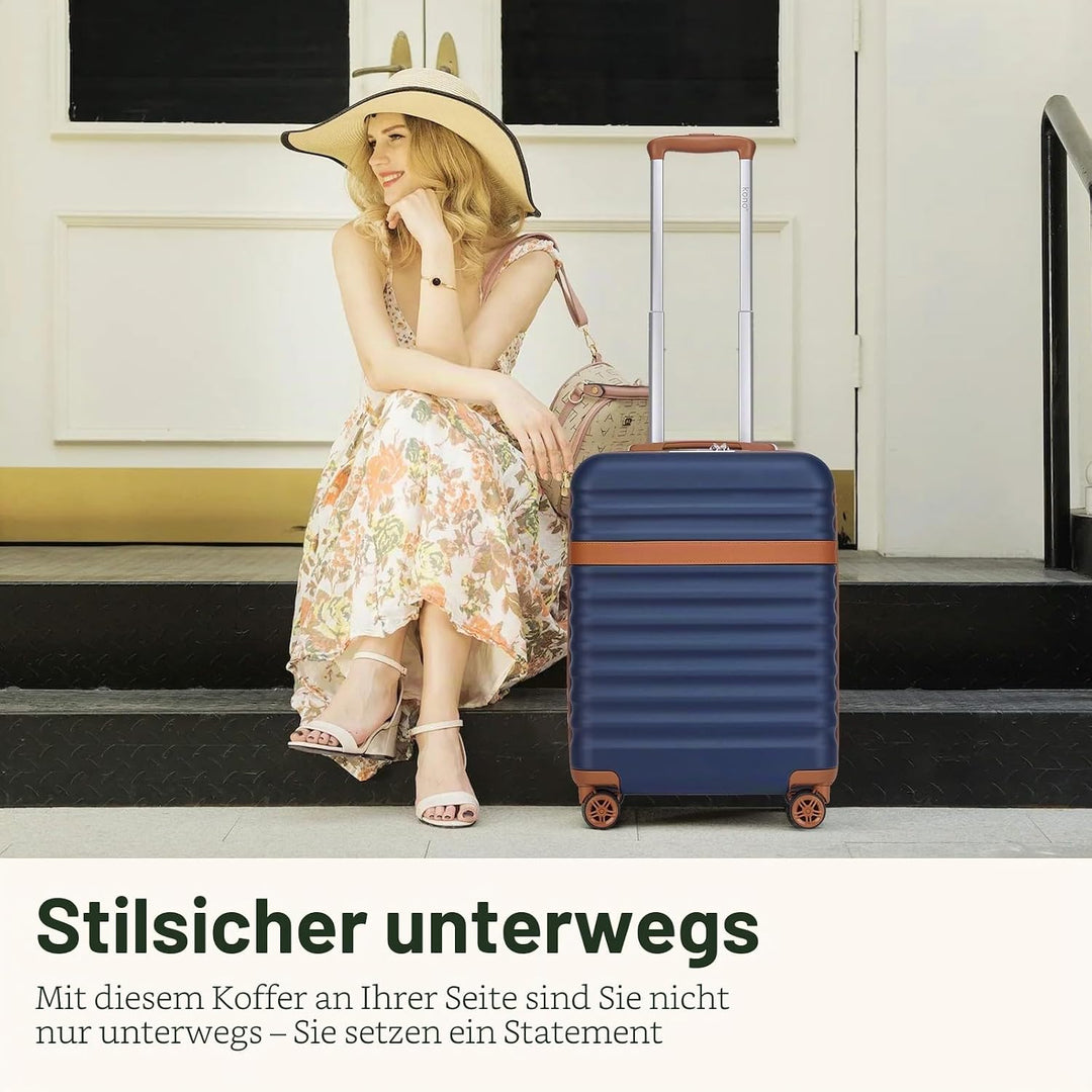 KONO Handgepäck Koffer Trolley Koffer Reisekoffer leicht aus ABS+PC mit 4 Rollen Hartschalenkoffer T