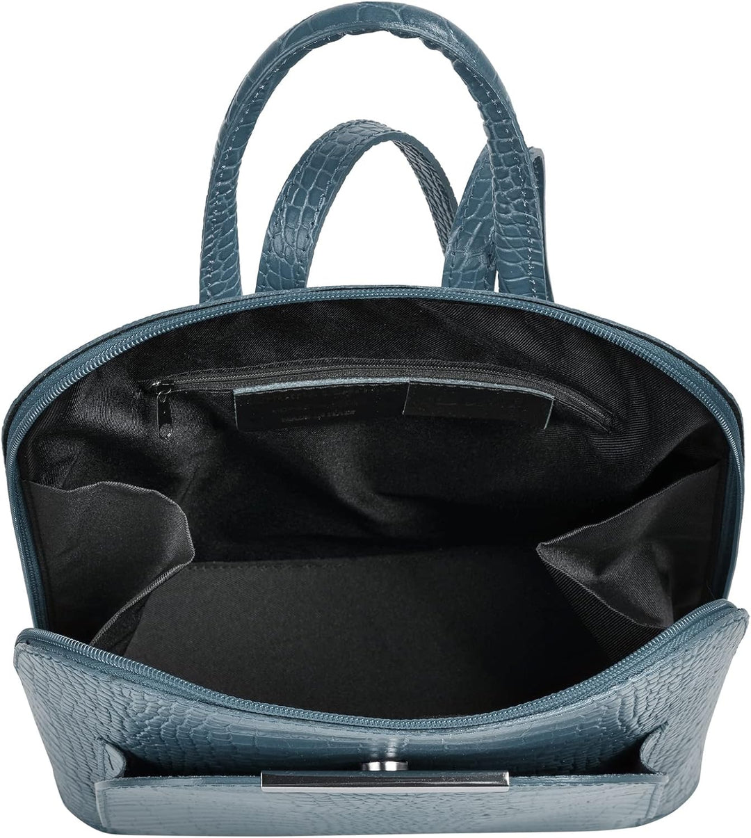 Rucksack Echt Leder Damen | Made in Italy, Smartphonefach, Daypack aus Rindleder, Citybag im Kroko-L