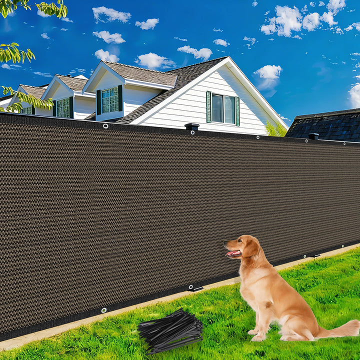 Zaunblende Sichtschutz Braun-Schwarz,1.2x6m,Sichtschutzzaun 90% HDPE-Schattennetz für den Aussenbere