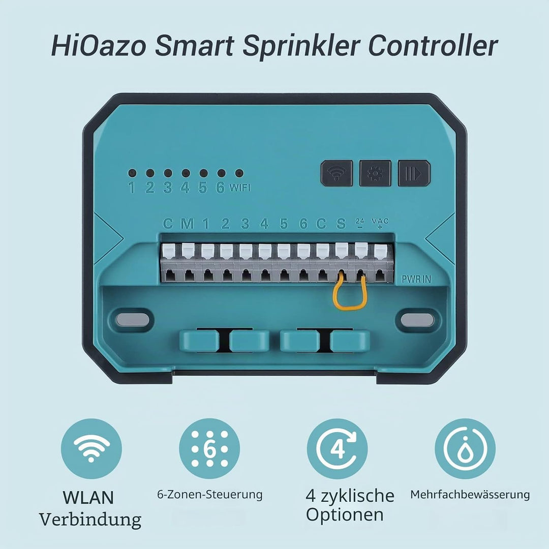 bewässerungscomputer, WiFi Sprinkler Bewässerungssystem Timer, 6 Zonen, Innen Aussenbewässerungssyst