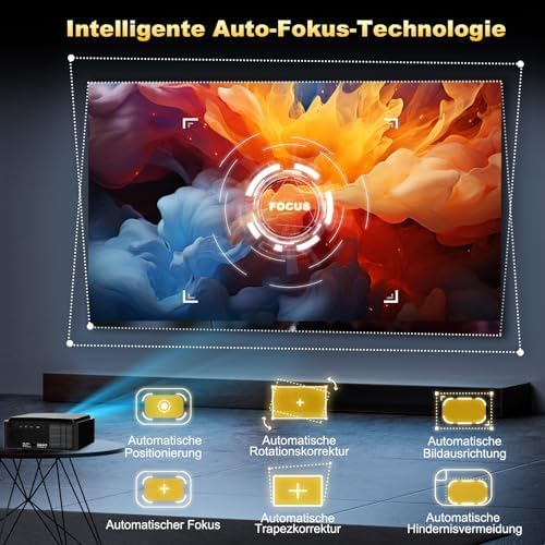 Beamer-4K[2200ANSI&Autofokus/Trapezkorrektur] Tageslicht Beamer mit WiFi 6 Bluetooth,DESS Full-HD 10