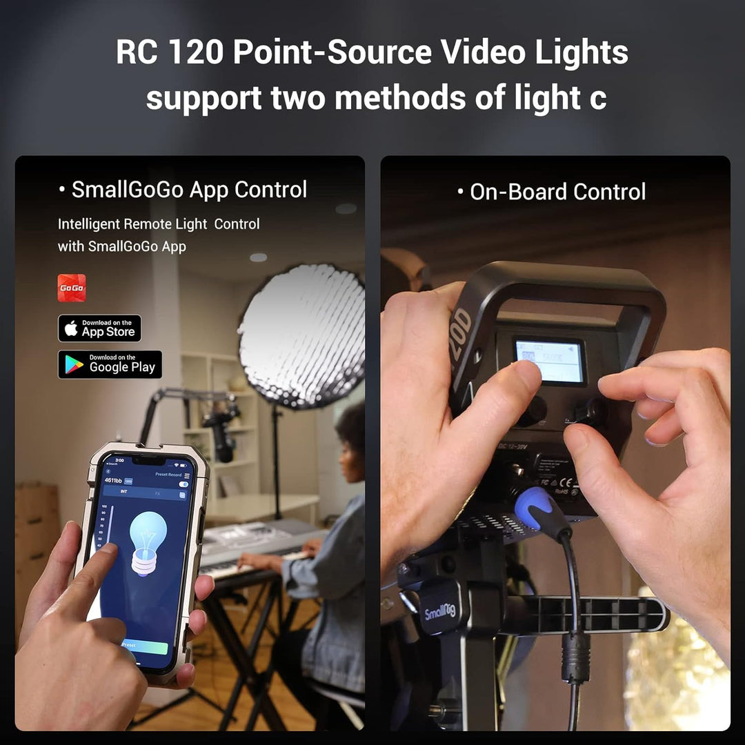 SMALLRIG 120W COB Video Light, 62600 Lux Continuous Output Light mit 9 Lichteffekten, CRI 95+ Bowens