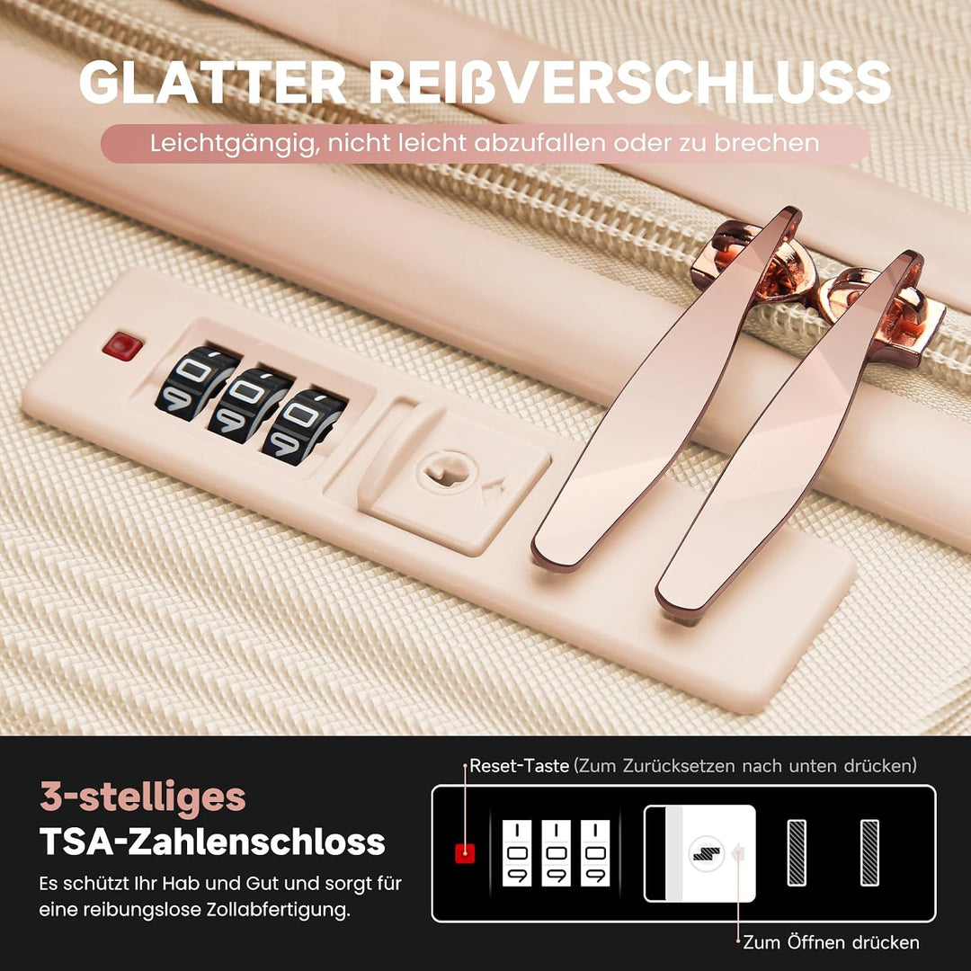 HOMELUX Kofferset 3 Teilig (M/L/XL) Hartschale,Teleskop Bügel, ABS | Reisekoffer mit 4 360° Rollen &