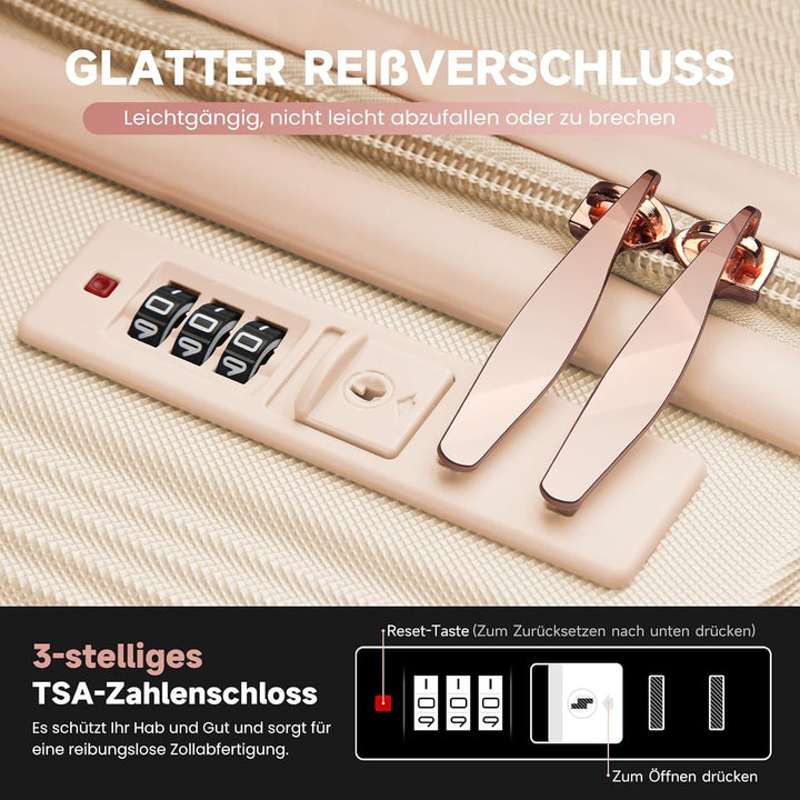HOMELUX Kofferset 3 Teilig (M/L/XL) Hartschale,Teleskop Bügel, ABS | Reisekoffer mit 4 360° Rollen &