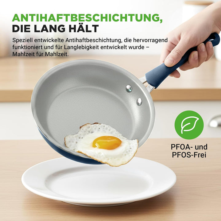 NutriChef Topf- und Pfannenset Induktion 20-teilig Marineblau – Antihaft-Kochgeschirr mit Deckeln un