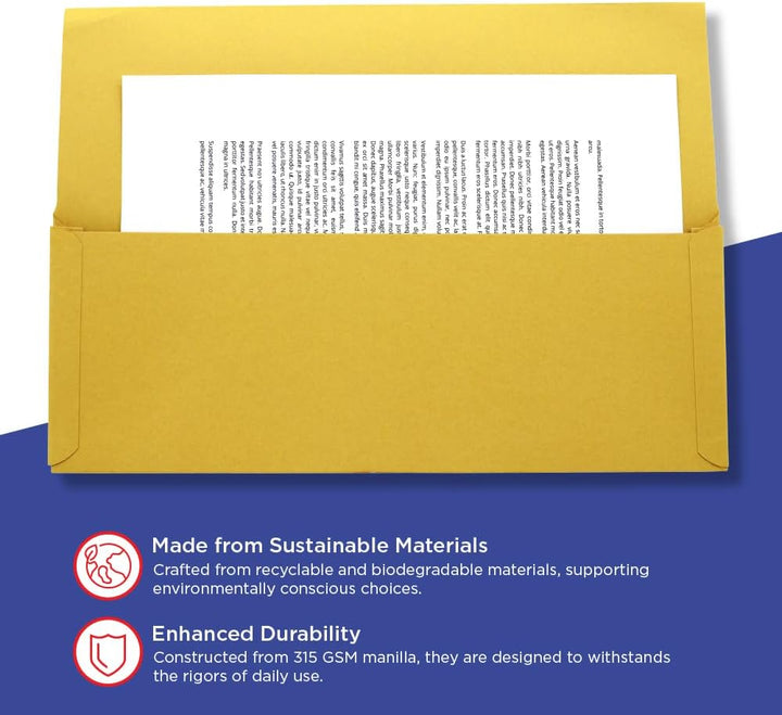 Guildhall PW3-YLWZ Dokumentenmappe, lange Klappe, 315 g/m², 356 x 254 mm, Gelb, 50 Stück, gelb