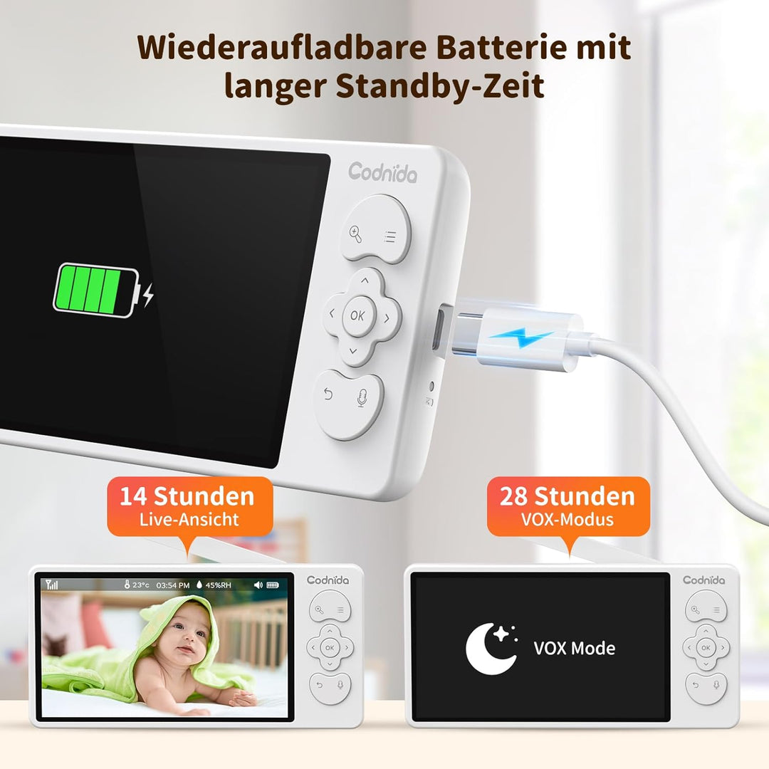 5,5 Zoll Babyphone mit Kamera Codnida 3MP HD Video Babyfon Camera,Baby Camera mit Bewegungsmelder un