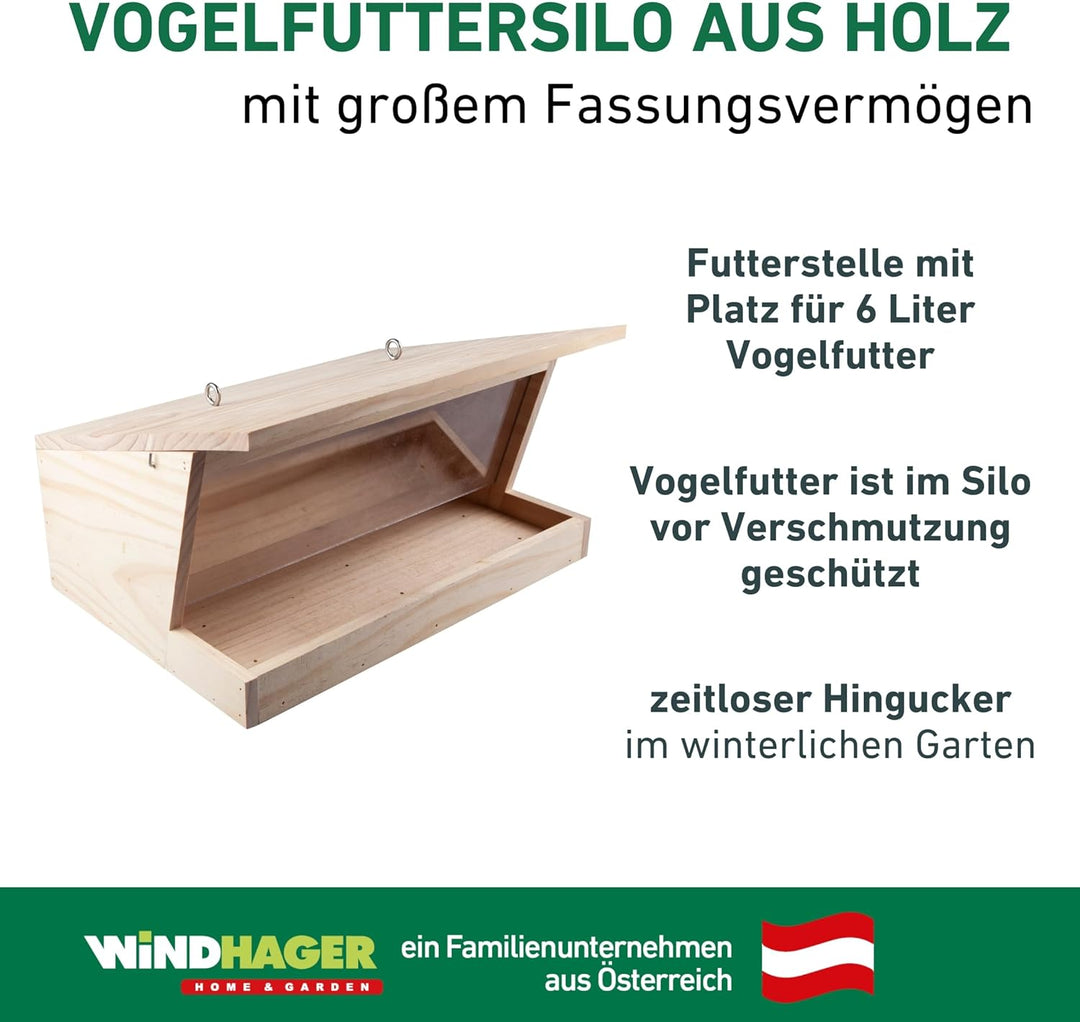 Windhager Vogelfuttersilo Pultdach XXL, Vogelhaus, Futterhaus für Vögel, Vogelhäuschen, Nistkasten V