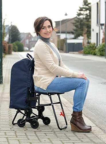 Maximex WENKO Einkaufstrolley mit Sitz - Dreirad-System fürs Treppensteigen Fassungsvermögen: 35 l,