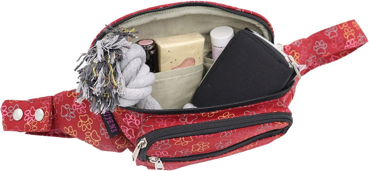 Nijens Hüfttasche Torino mit Pfoten Pfötchen | Leckerlitasche | Gürteltasche | Gassitasche | Bauchta