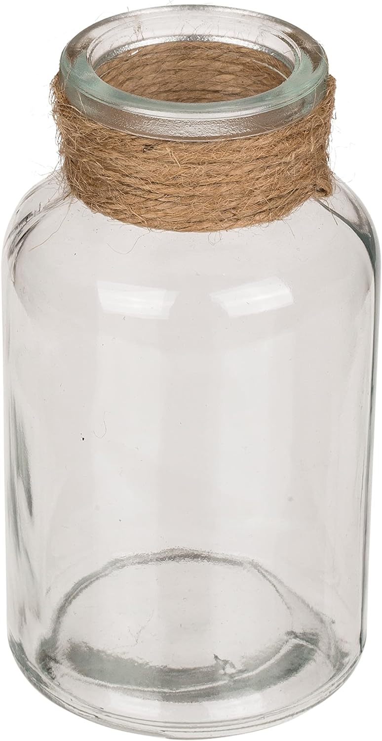 Mini-Vasen Glasflaschen mit Juteschnur kleine Dekoflaschen Blumenvase Deko-Vase Tischvase Väschen Gl