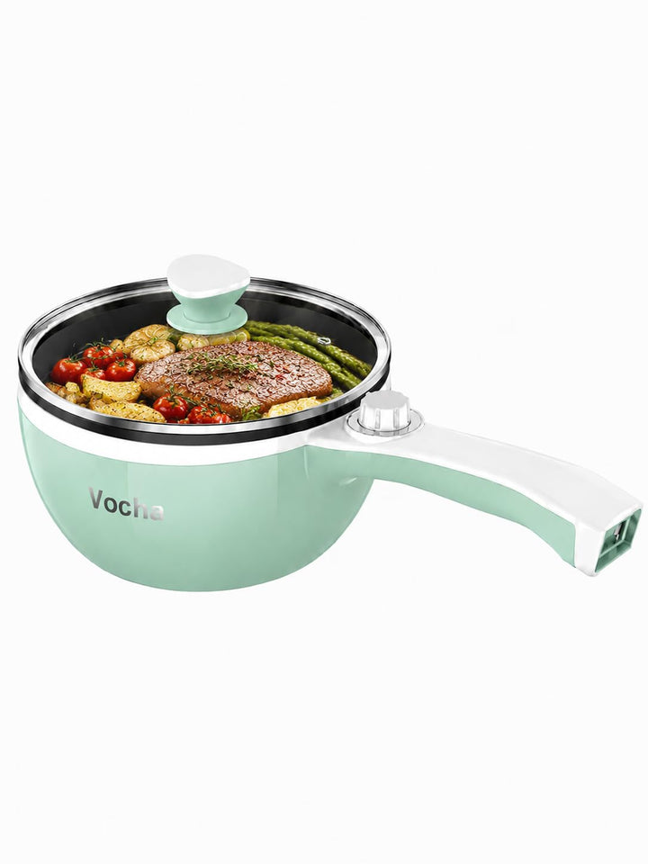 Vocha Elektrische Pfannen, 1,5 L Kleine Hot Pot, Antihaft Elektro Bratpfanne für Reise/Wohnheim, Tra