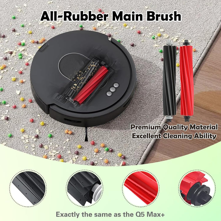 Q5 Max+ Zubehör für Roborock Q5 Max+(Plus), Q5 Pro+, Q8 Max+, Q5 DuoRoller+ Staubsauger,2 Hauptbürst