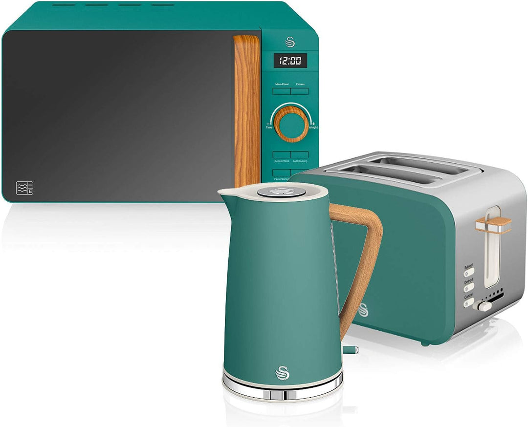 Swan Nordic Frühstücksset, Wasserkocher, 1,7 l, 2200 W, Breitschlitz-Toaster, 2 Scheiben, digitale M