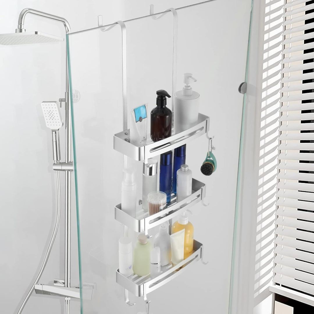 Duschregal zum hängen, Badezimmer-Duschablage, über der Tür hängende Duschablage, rostfreies Alumini