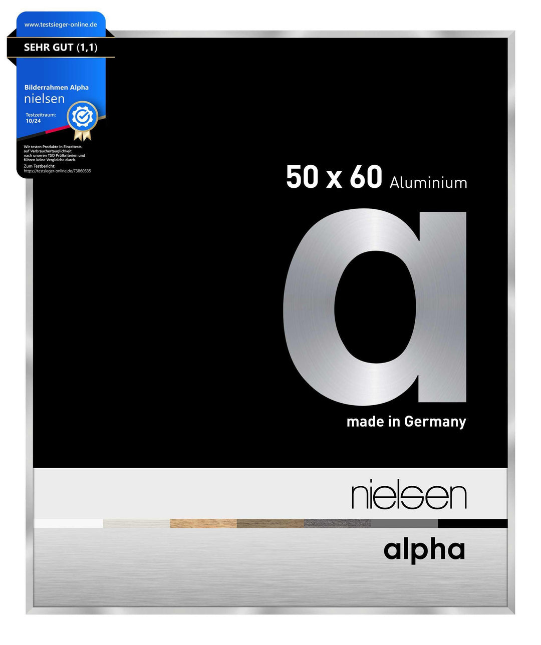nielsen Aluminium Bilderrahmen Alpha, 50x60 cm, Silber Silber 50 x 60 cm, Silber 50 x 60 cm