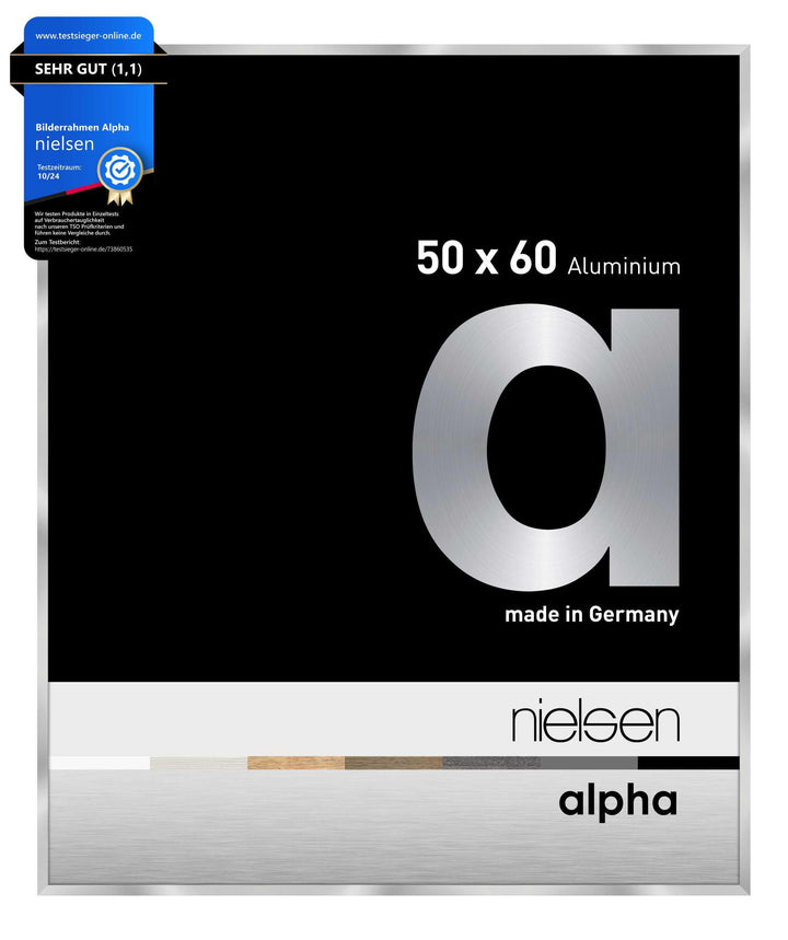 nielsen Aluminium Bilderrahmen Alpha, 50x60 cm, Silber Silber 50 x 60 cm, Silber 50 x 60 cm