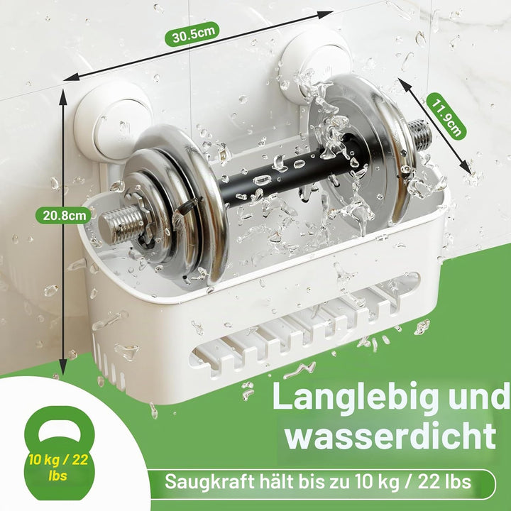 Duschablage Ohne Bohren zum hängen, Badezimmer Regal mit Saugnapf, Duschregal wiederverwendbar, Dusc