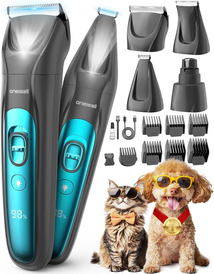 oneisall 4in1 Leise Schermaschine Hund Katze mit LED-Licht, 2025 Tierhaarpflege zum Hundeschermaschi