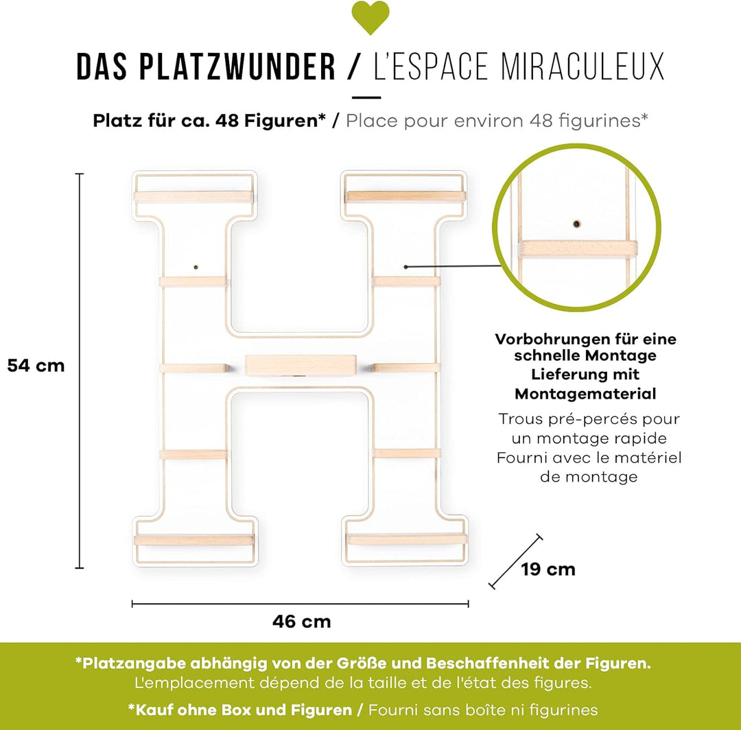 BOARTI das Original Kinder Regal Buchstabe H in Weiss - geeignet für die Toniebox und ca. 48 Tonies