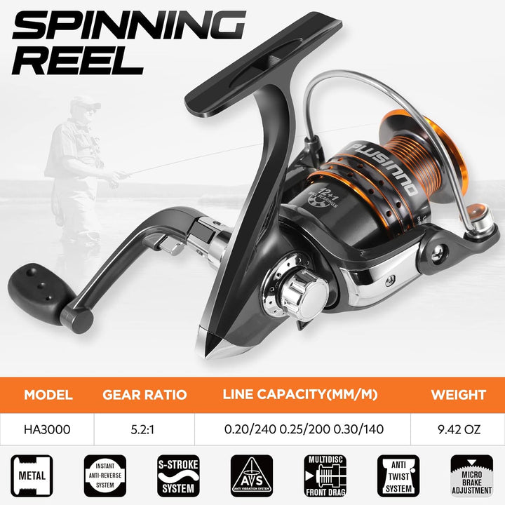 PLUSINNO Teleskop Rute und Rolle Combos Full Kit, Spinning Fishing Gear Organizer Pole-Sets mit Line
