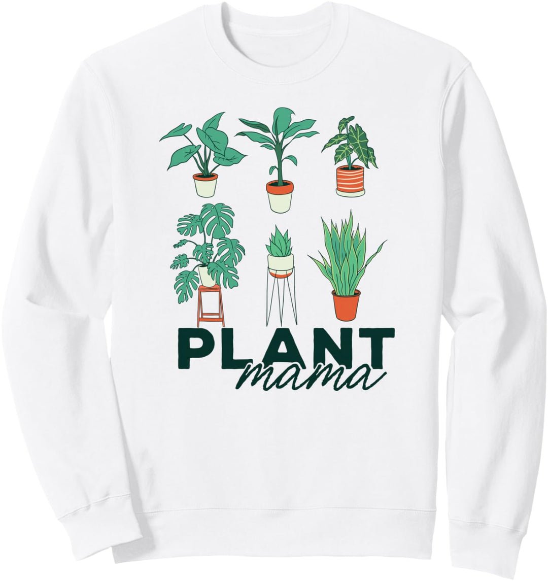 PLANT MAMA Illustrated Potted House Plants Gardening Meme Sweatshirt