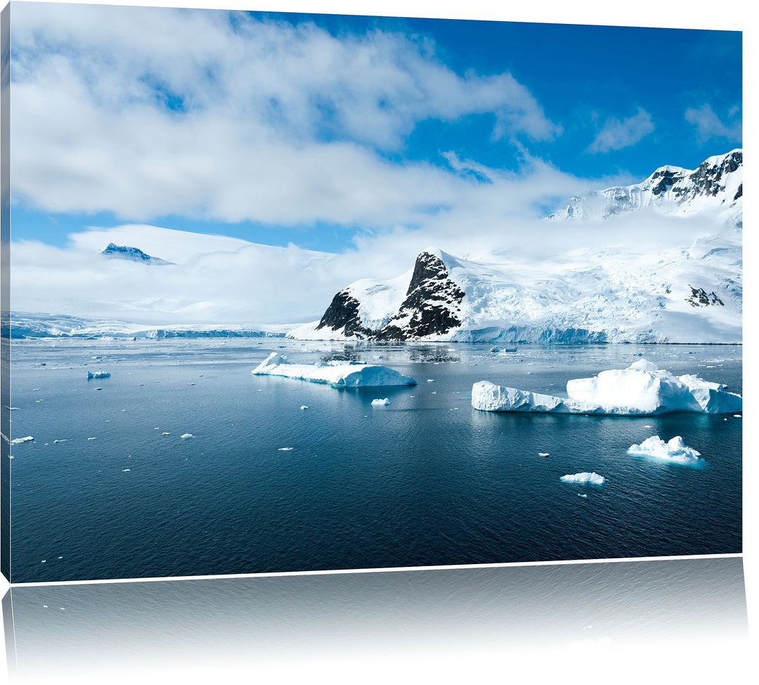 Pixxprint Schöne Winterlandschaft in der Antarktis, Format: 100x70 auf Leinwand, 100x70