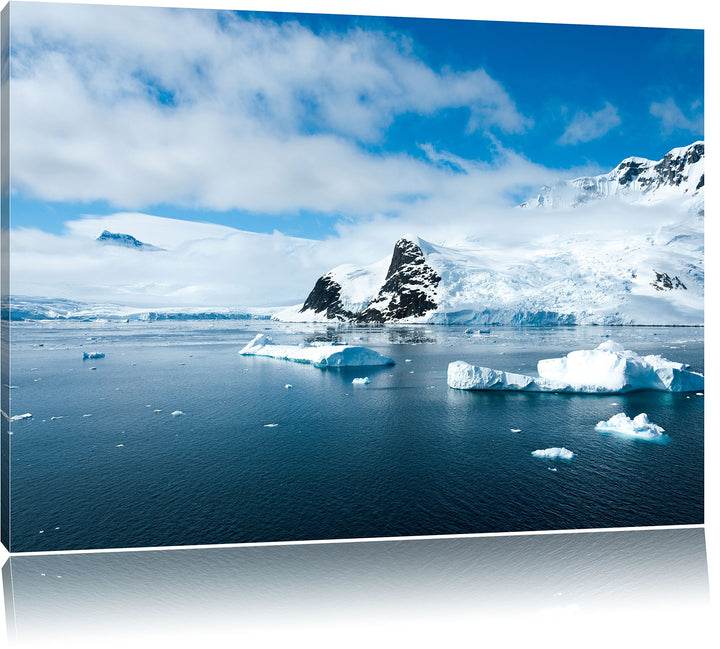 Pixxprint Schöne Winterlandschaft in der Antarktis, Format: 100x70 auf Leinwand, 100x70