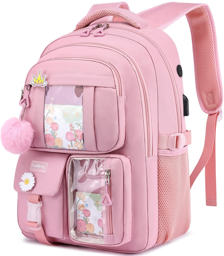 kadilong Rucksack Schule Mädchen Rucksack Laptop Damen 15,6 Zoll für Uni,Schultasche Schulranzen mit