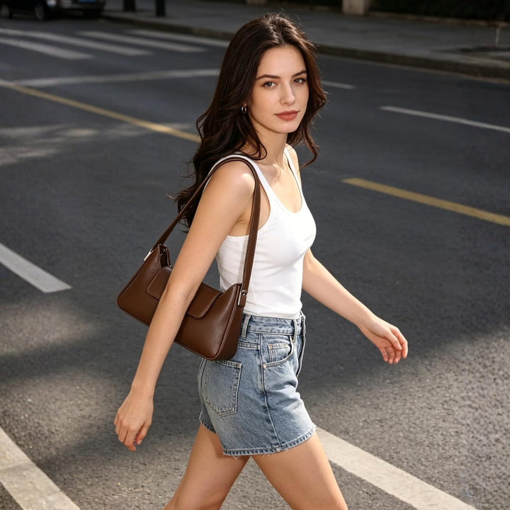 unisoul Elegante Kleine Damen Handtasche Hobo Bag Y2K Retro Schultertasche, PU Leder mit Reissversch