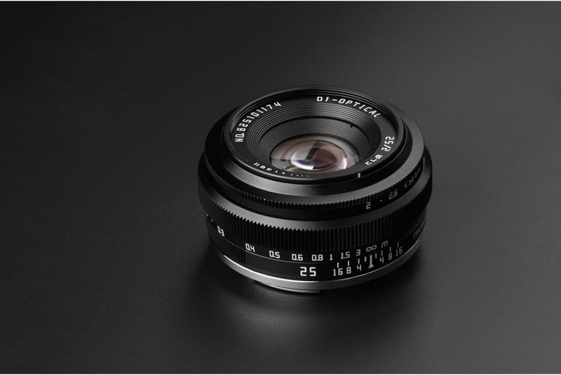 TTArtisan APS-C 25 mm F2 Metallgehäuse, kompatibel mit Sony E-Mount, Schwarz 25 mm F2 Schwarz, 25 mm