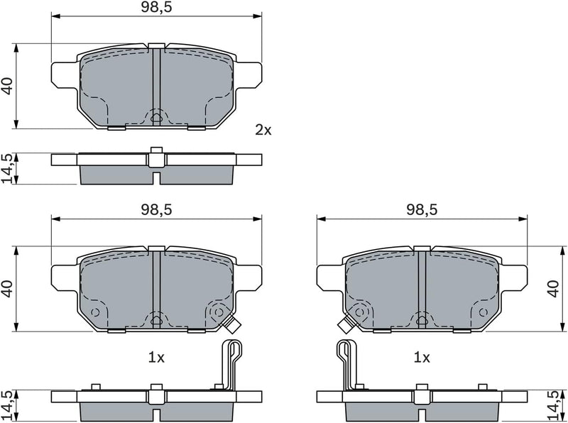 Bosch BP1763 Bremsbeläge - Hinterachse - ECE-R90 Zertifizierung - vier Bremsbeläge pro Set