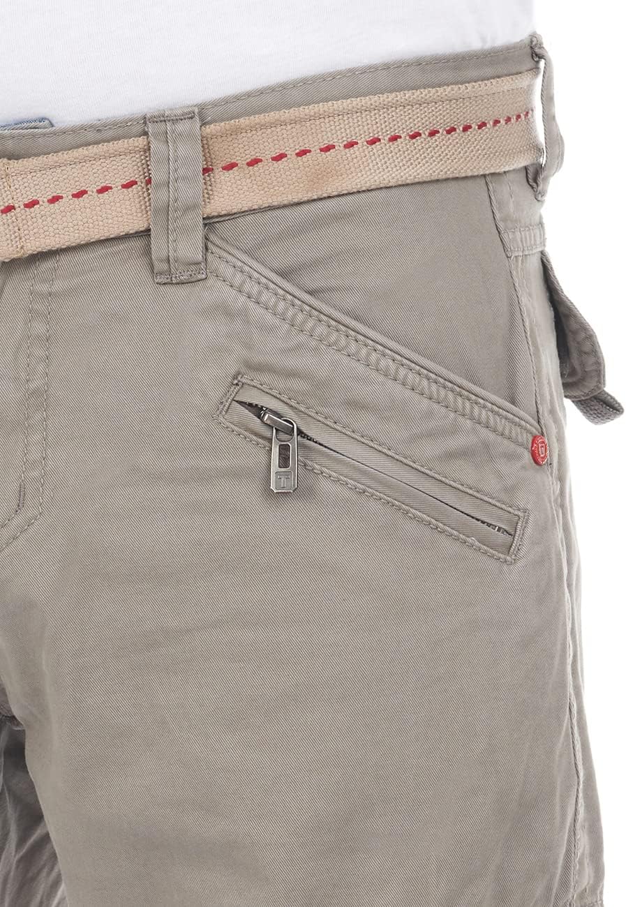 Timezone Herren Cargo Jeans Hose BenitoTZ Loose Fit Cargohose Stoffgürtel 100% Baumwolle Basic Tasch