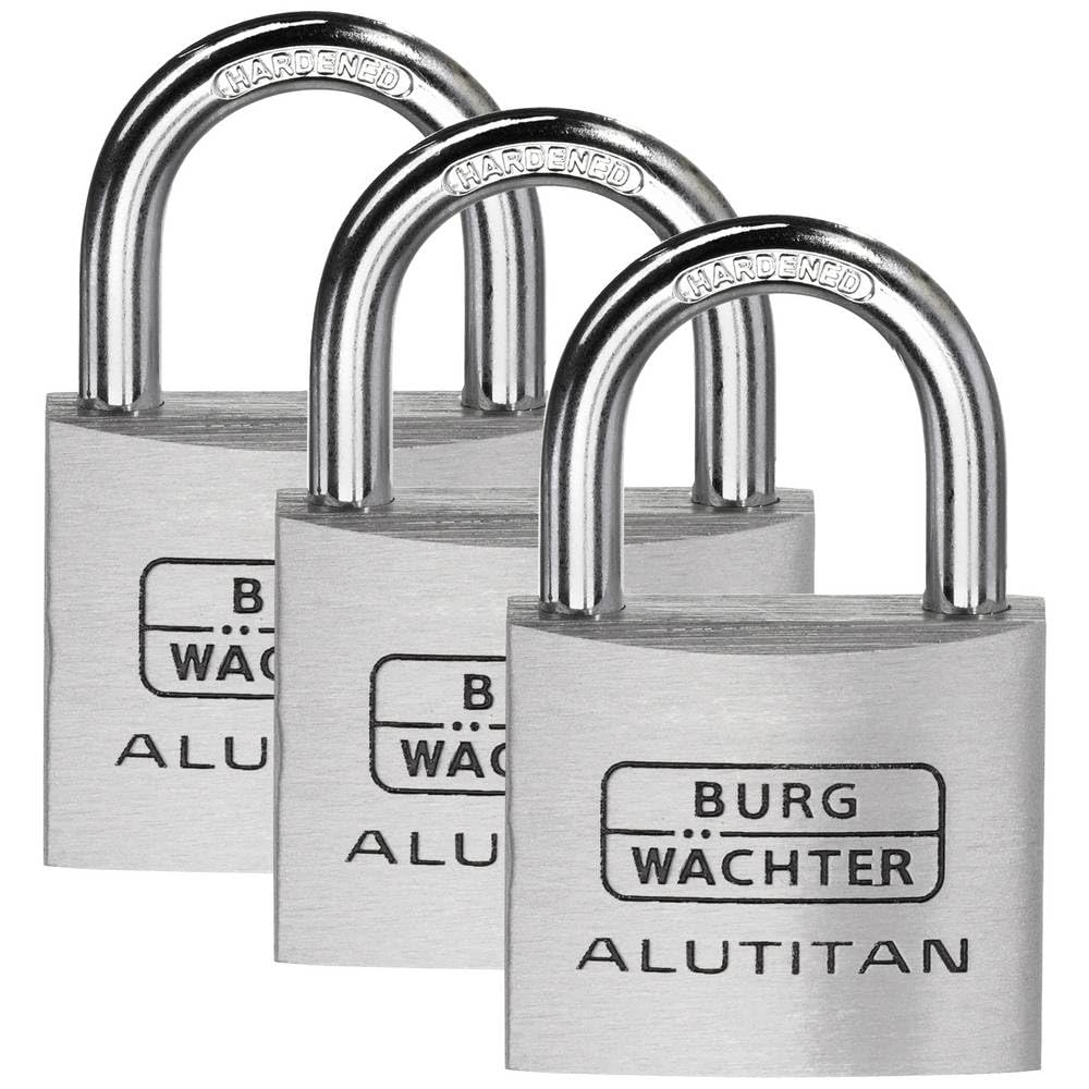 BURG-WÄCHTER 3er-Set Vorhängeschloss mit Schlüssel, Gleichschliessend, Vorhangschloss, 6,5 mm Bügels