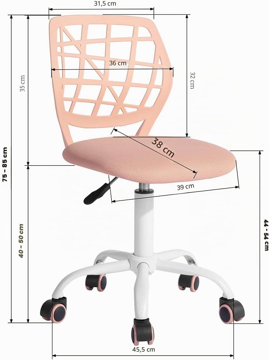 FurnitureR Bürostuhl Schreibtischstuhl Höhenverstellbar Stoffsitz Ergonomischer Arbeitsstuhl ohne Ar