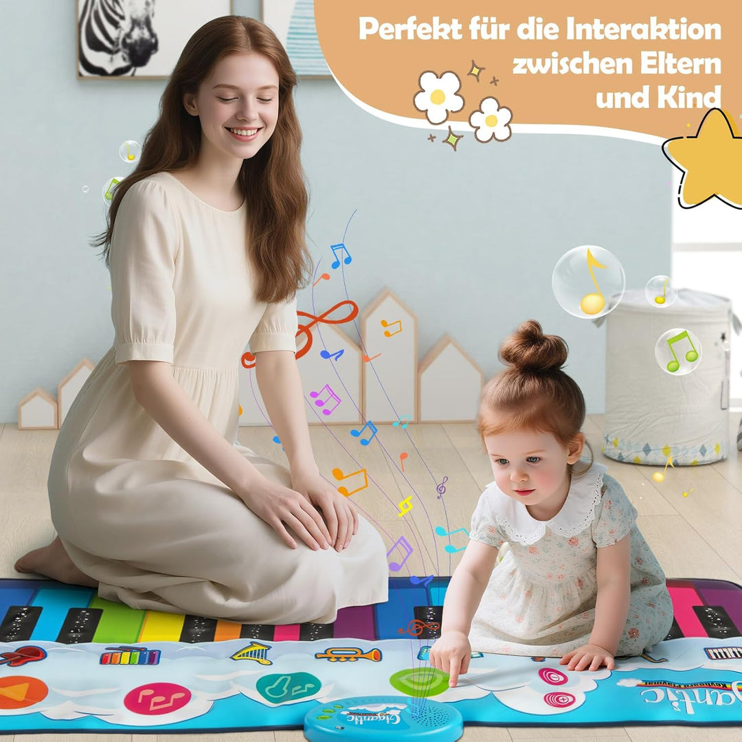 COSTWAY Musikmatte Kinder, Klaviermatte mit 8 Musikinstrumente, Keyboard Tanzmatte mit Aufnahme & Wi