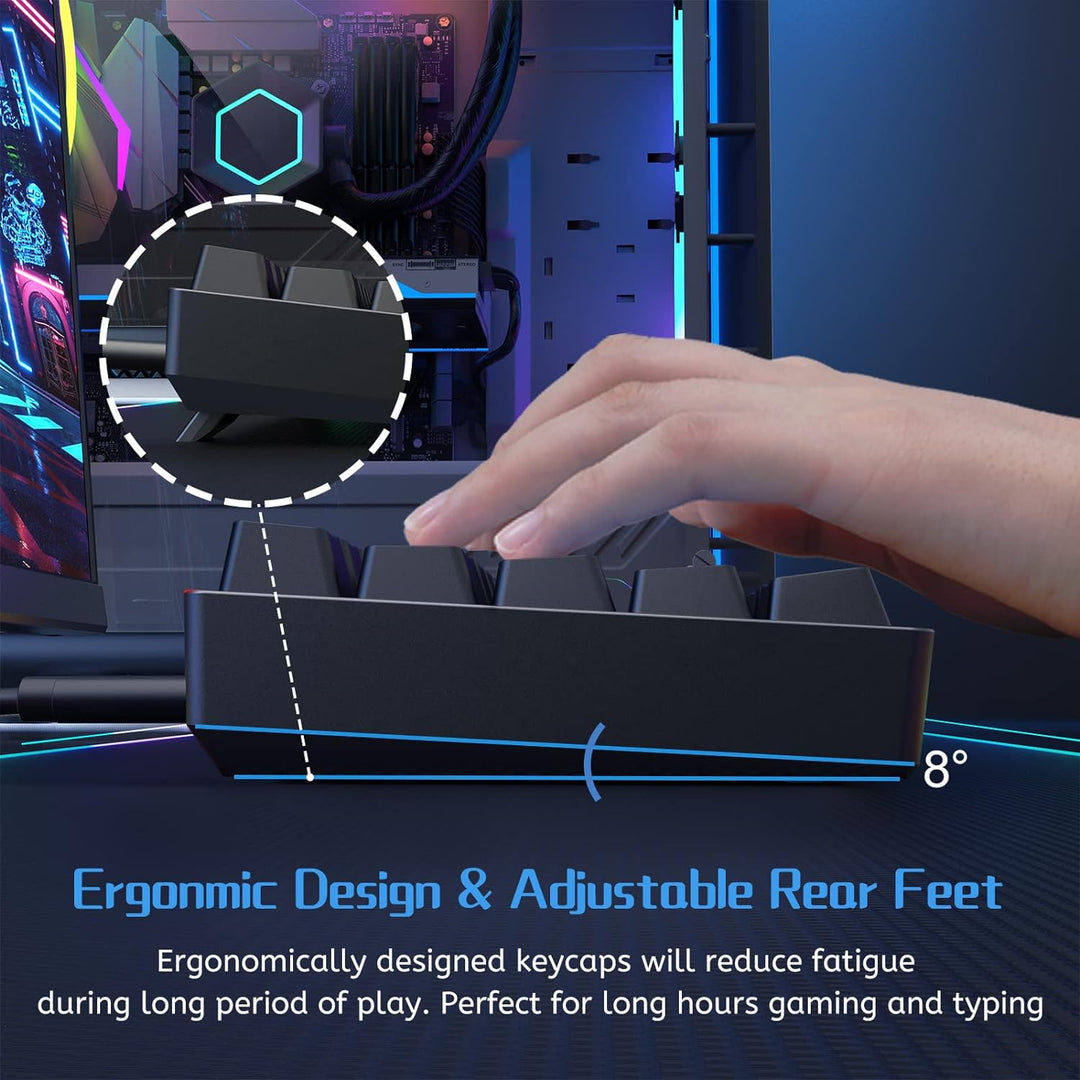 Dierya DK61se Gaming Tastatur,60% Prozent Mechanische Tastatur mit Blue Clicky Switch,Ultra-Compact