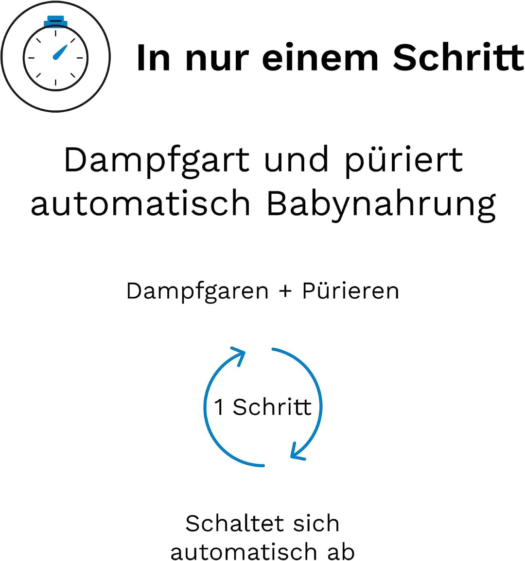 Baby Brezza Food Maker Deluxe – 3-in-1 Babynahrungszubereiter (Dampfgaren, Mixen, Kombi), 800 ml Bab