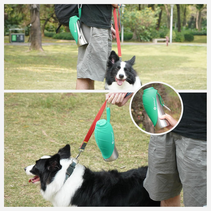 LumoLeaf Hundetrinkflasche für unterwegs, 800ml Edelstahl Trinkflasche Hund, Tragbare Haustier Wasse