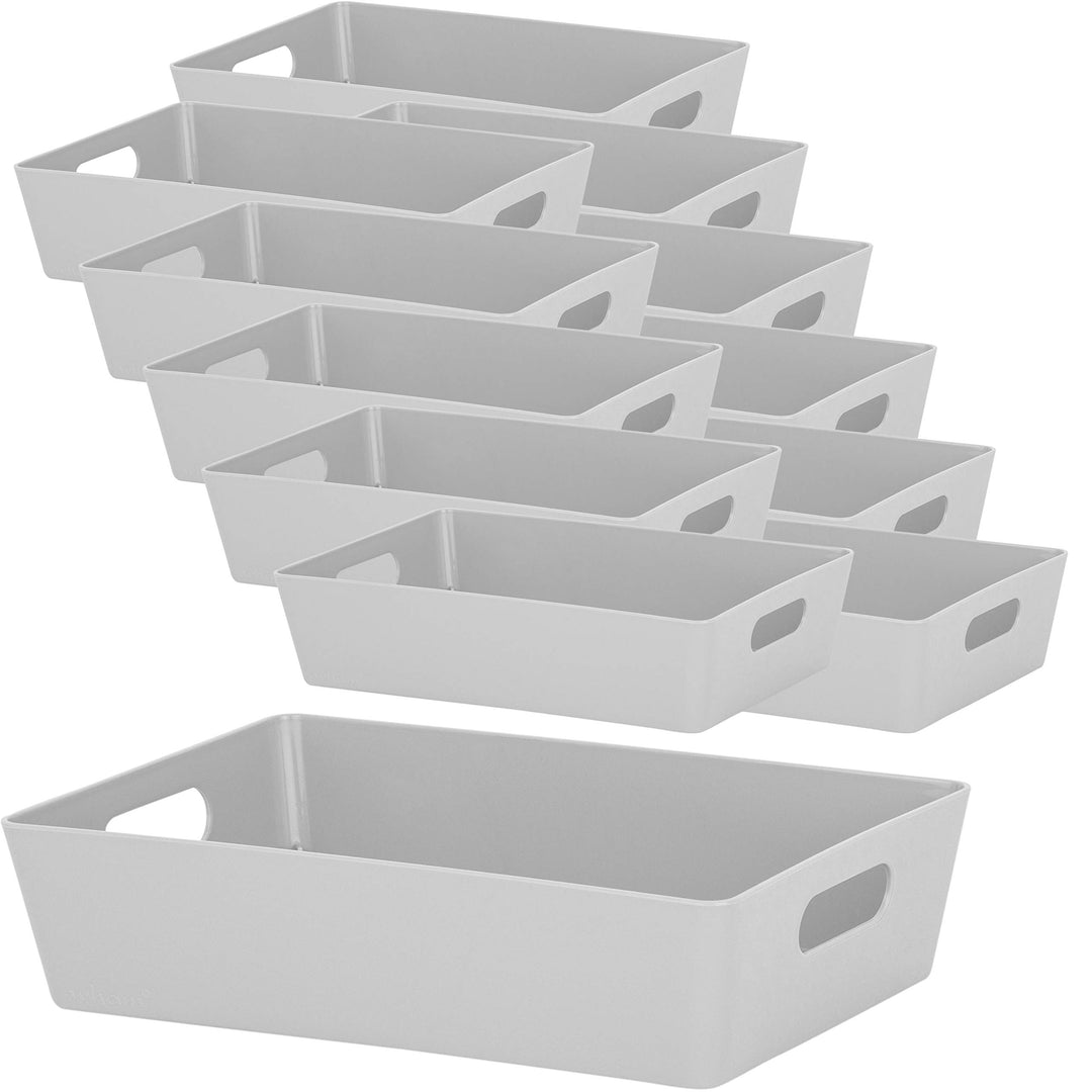 12x Ordnungsboxen - 6cm hoch - GRAU - 25x17x6cm - 2 Liter - DINA5 - Ordnungskorb - Schubladenorganiz