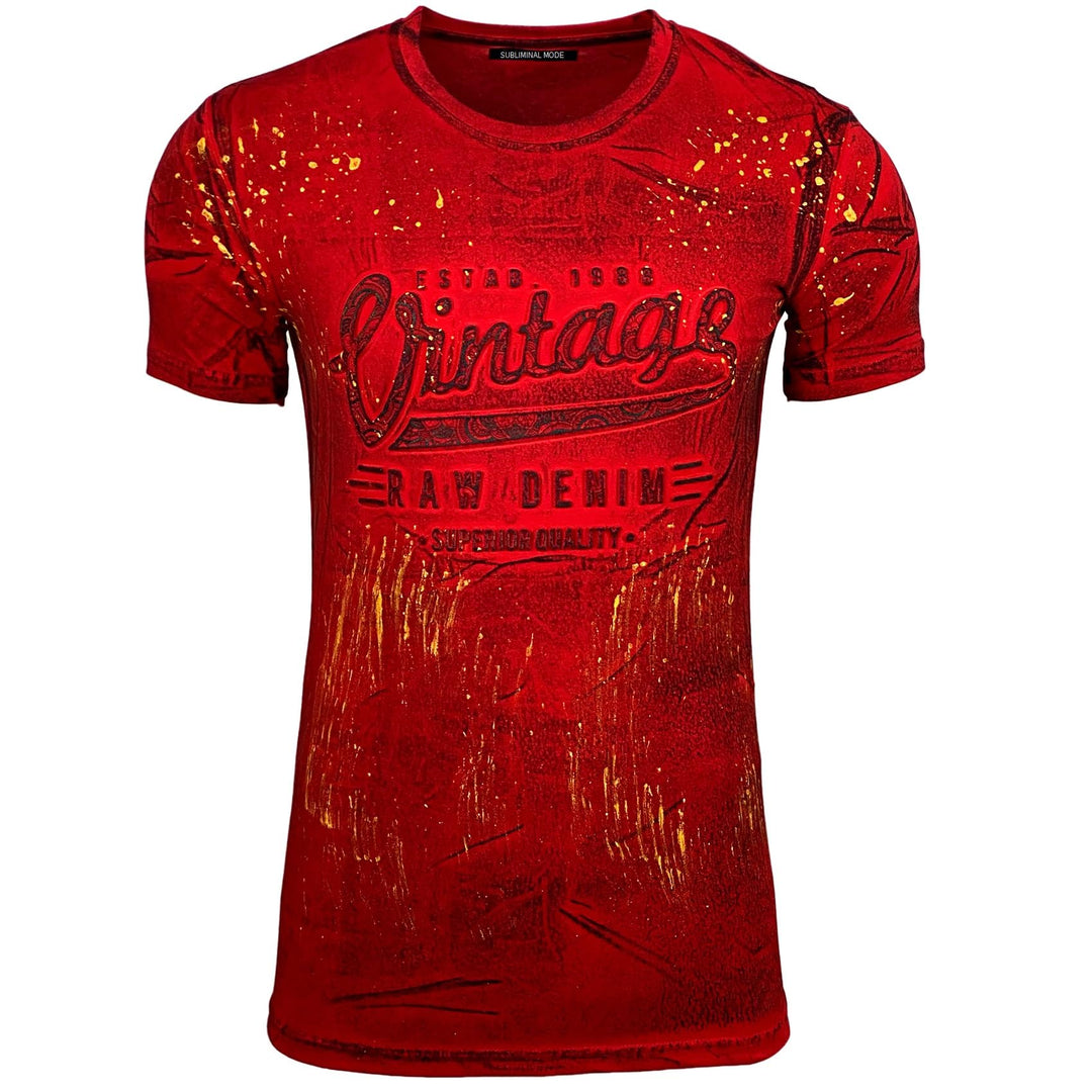 Subliminal Mode Herren-T-Shirt, gewaschen, Vintage, Rundhalsausschnitt, 3D-Druck, kurzärmlig, Grösse