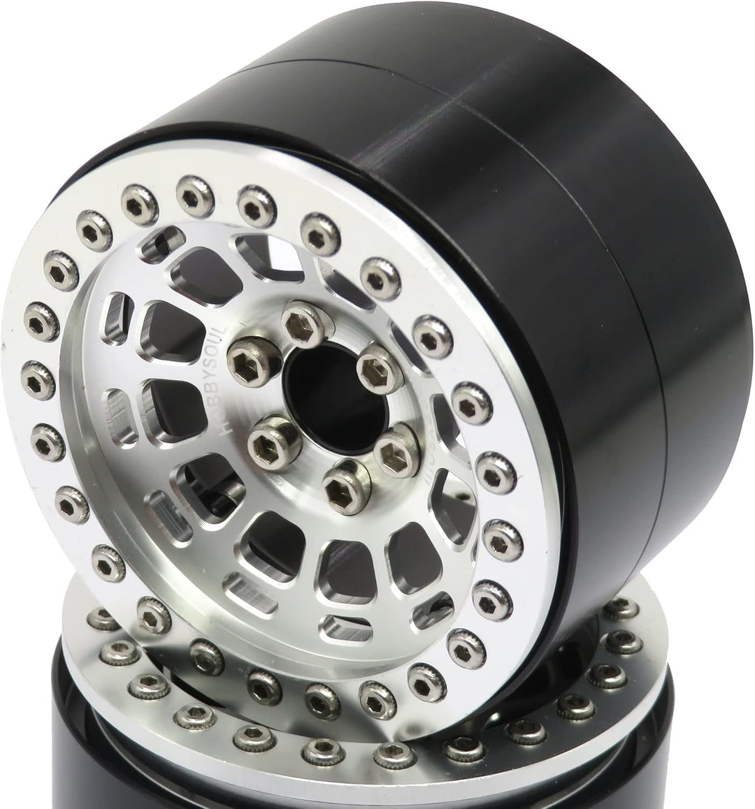 hobbysoul 4 Stück Breite 1,57Zoll (40mm) 2,2 Beadlock Räder 122g/Felge, 2,2 Räder Silberne Felgen Fü