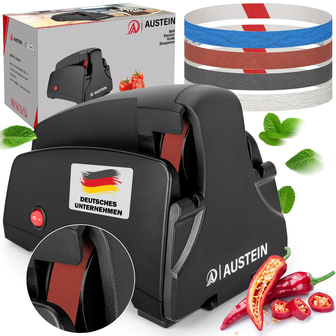 Band Messerschärfer elektrisch TG2002 - Der Profi Messerschleifer für konvexen Meister-Schliff mit 4