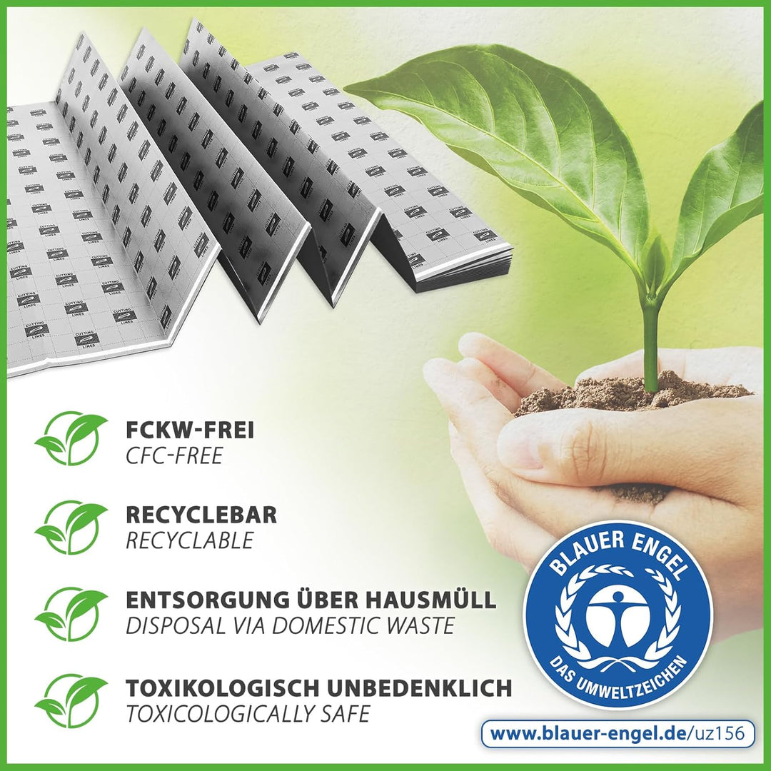 48m² Trittschalldämmung 3mm mit AquaStop, Verlegeunterlage für Parkett &amp; Laminat, Heizfilm-Unterlage