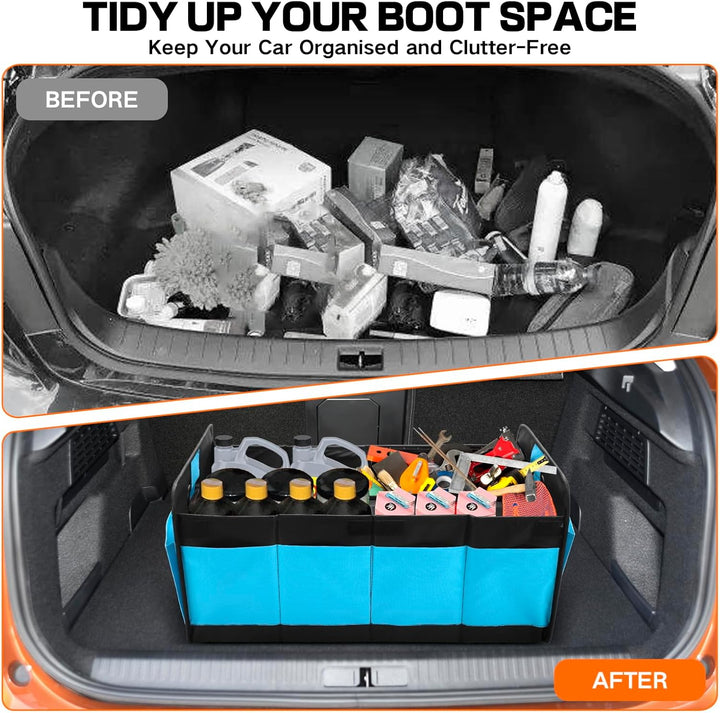 Kofferraum Organizer Auto, Faltbare Kofferraumtasche mit Fächern & Tragegriff,Geräumige Aufbewahrung