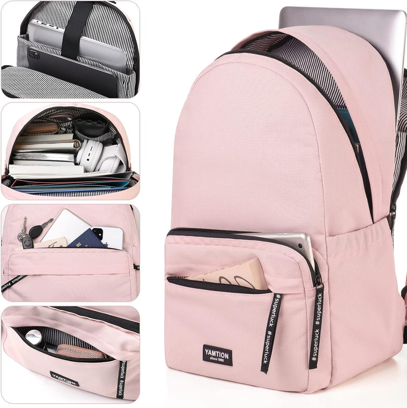 YAMTION Rucksack Schule Mädchen Rucksack Frauen für Uni Studium Freizeit,Schulrucksack Damen mit USB