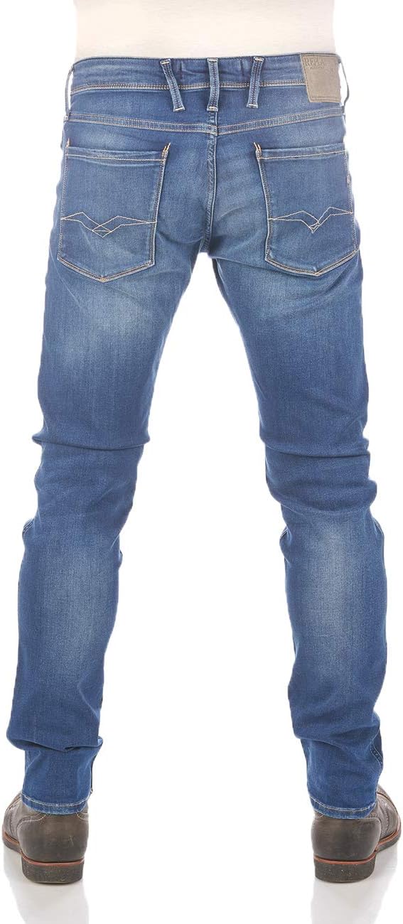Replay Herren Jeans Anbass Slim-Fit mit Power Stretch 28W / 34L Dark Blue 007-3, 28W / 34L Dark Blue